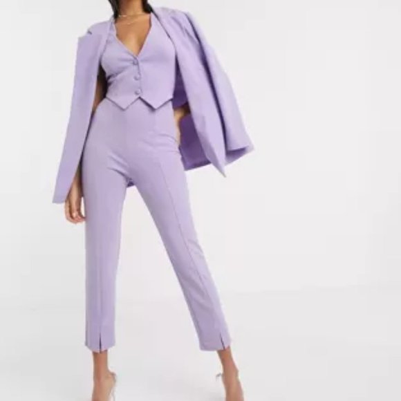 ASOS DESIGN Jersey Slim Fit Suit Pants Lilac US 2 - Picture 4 of 5